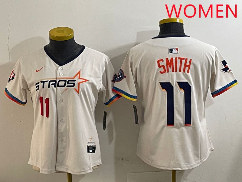 Women Houston Astros #11 Smith Cream Fourth generation Joint Name Nike 2025 MLB Jersey style 3->women mlb jersey->Women Jersey